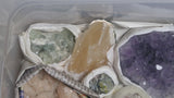 Prehnite, Honey Calcite, Amethyst