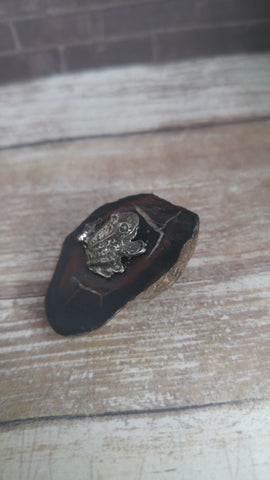 Pewter Frog on Septarian fossil nodule