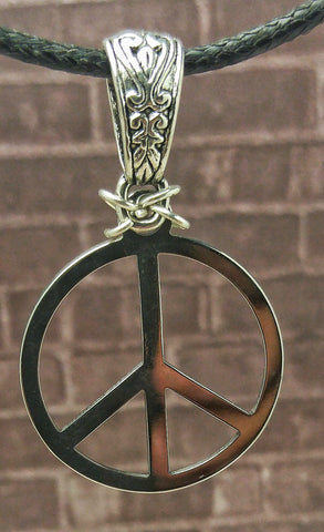 Silver Peace Sign Pendant