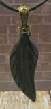 Bone Feather Pendant brass
