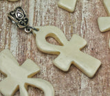 Bone Ankh Pendant silver bail