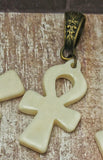 Bone Ankh Pendant brass bail