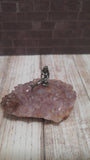 Natural pink Amethyst with metal mermaid figurine