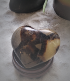 Spa Natural Septarian from Madagascar Carved Heart Gemstone Yellow Calcite Brown Aragonite GGandJ.com