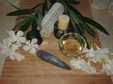 Spa Towel massage Oil gemstone wand Relax Therapeutic Luxury Flower Healing Candle Labradorite