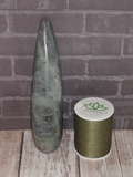 Labradorite from Madagascar GGandJ.com with thread spool size reference