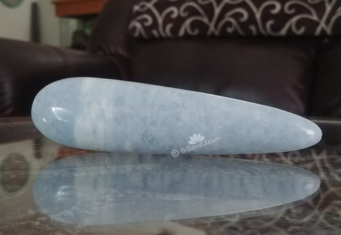 Home Decor Blue Gemstone Mineral Naturally Unique Celestite Wand in Living Room on GGandJ.com