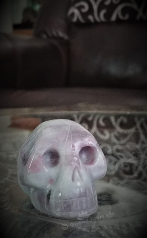 Home Decor Gemstone Mineral Naturally Unique Fluorite Skull in Living Room on GGandJ.com