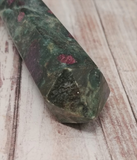 Ruby Zoisite Fushite Obelisk point close up Gypsy Gems & Jewelry