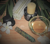 Spa Towel massage Oil gemstone Obelisk Relax Therapeutic Luxury Flower Healing Candle Ruby Zoisite