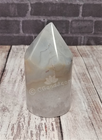 Agate Tower from Brazil Clear cream and cornflower blue