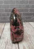 Rhodonite Cut Base Gemstone Freeform Tower Carved Mineral from Madagascar GGandJ.com