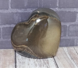 Carved Gemstone Heart Brown and Tan Chocolate