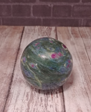 Natural Red and green gemstone  Carved into Sphere GGandJ.com Ruby Fuchsite