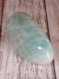Natural teal blue gemstone tumbled gallet massage wand
