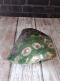 Ruby Fuchsite Slab from India half carved half rough gemstone mineral GGandJ.com Gypsy Gems & Jewelry Naturally Unique