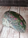 Ruby Fuchsite Slab from India half carved half rough gemstone mineral GGandJ.com Gypsy Gems & Jewelry Naturally Unique
