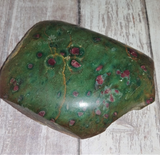 Ruby Fuchsite Slab from India half carved half rough gemstone mineral GGandJ.com Gypsy Gems & Jewelry Naturally Unique