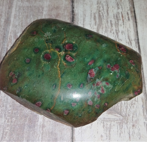 Ruby Fuchsite Slab from India half carved half rough gemstone mineral GGandJ.com Gypsy Gems & Jewelry Naturally Unique