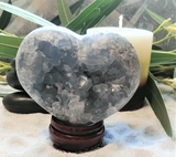 Spa Luxury Relax Reiki Energy Healing Meditation Natural Gemstone Mineral Gypsy Gems & Jewelry GGandJ.com Celestite Heart Naturally Unique