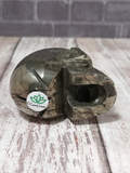 Bottom of pyrite gemstone skull