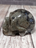 Side view of gemstone skull