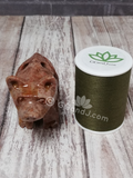 carved soapstone bear with thread spool size reference