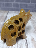 Soapstone Carved Wolf with baby from India on GGandJ.com Gypsy Gems & Jewelry Naturally Unique