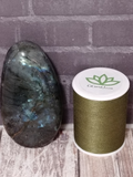 Labradorite Gallet from Madagascar GGandJ.com with thread spool size reference