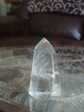 Home Decor Gemstone Mineral Naturally Unique Clear Quartz Obelisk Tower in Living Room on GGandJ.com