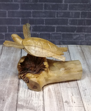 Hand carved Indonesian wood turtle art