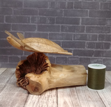 Flying Sea turtle with thread spool size reference