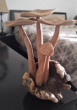 Home Decor Indonesian Wood Art Naturally Unique Hand carved Mushroom Statue in Bed Room on GGandJ.com