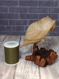 Wood owl with thread spool size reference