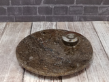 small circle fossil plate from Morocco ammonite round GGandJ.com