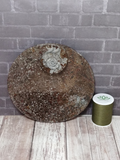 Ammonite large fossil circle plate B on ggandj.com gypsy gems & jewelry with thread spool size reference