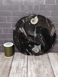 Ammonite fossil ying yang plate on ggandj.com gypsy gems & jewelry with thread spool size reference