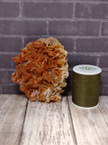 Vanadinite on Baryte with thread spool size reference
