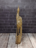 Hand carved crane figure on Gypsy Gems & Jewelry GGandJ.com wood lizard wooden reptile  with thread spool size reference