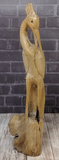 Hand carved crane figure on Gypsy Gems & Jewelry GGandJ.com wood lizard wooden reptile  with thread spool size reference