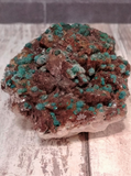 Green Epidote on Pink Barite from Morocco Rough Mineral