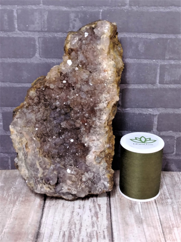 Natural Purple Amethyst Crystal from Morocco GGandJ.com with thread spool size reference