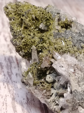 Epidote on Clear Quartz with Copper
