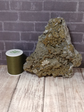 Pyrite on Quartz with thread spool size reference