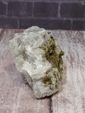 Side view of Epidote on Prehnite