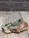 Epidote Calcite and Baryte from Morocco green peach orange gemstone mineral GGandJ.com