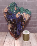 Malachite and Azurite from Morocco with thread spool size reference