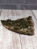Green Epidote on Quartz Gemstone Mineral from Morocco