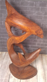 handcarved wood dolphin statue from indonesia on Gypsy Gems & Jewelry Interior decor natural wood statue