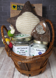 Cat gift basket GGandJ.com Fossil Fish Plate Flea Powder Wound Care Healing Salve